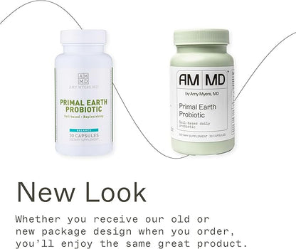 Amy Myers MD Prescription Strength Soil Based Probiotic Three Strains - Primal Earth SBO Probiotics for Normal Bowel Pattern & Healthy GI Microflora - Supports Stomach Discomfort, Bloating and Nausea