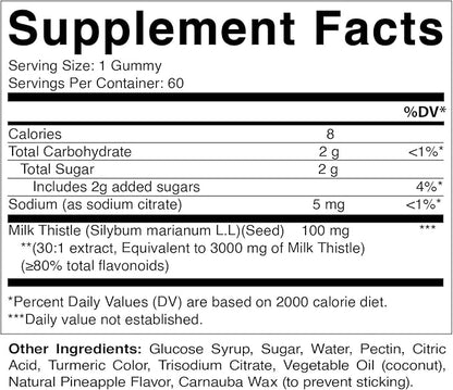 Vitamatic 2 Pack Milk Thistle Gummies- 10000 mg Equivalent Per Serving (from 50:1 Extract 200 mg)- Liver Detox & Anti Oxidant Health - Min. 80% Silymarin Flavonoids - 60 Pectin Based Gummies