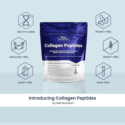 1MD Nutrition Collagen Peptides - Hydrolyzed Collagen Powder Types I & III for Women & Men - Joint, Hair & Nail Support - Unflavored - 30 Servings