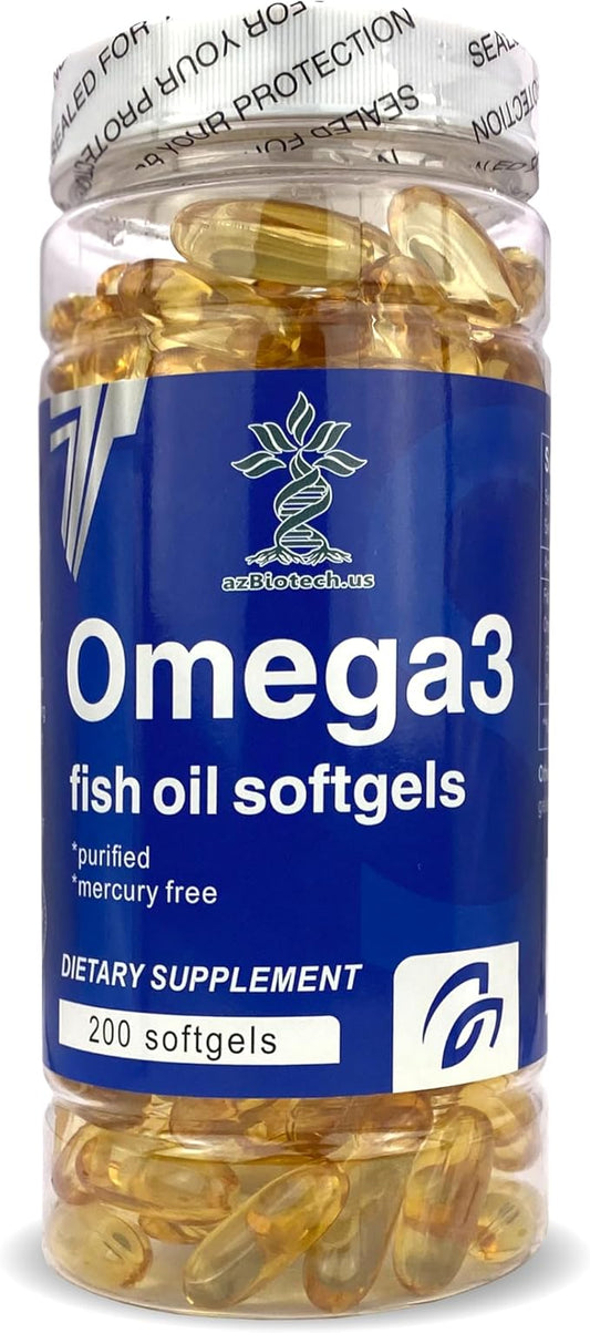 Fish Oil 1000 mg Softgels, 300 mg Omega 3 Supplements, 200 Softgels, 100 Days Supply