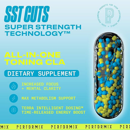 PERFORMIX - SST Cuts - Thermogenic with CLA - Energy, Focus & Mood - Metabolism Support - Hunger Control - Nootropic - Pre Workout - Men & Women - 160 Servings - 2 Pack