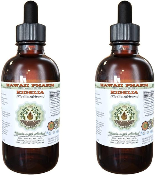 Kigelia Alcohol-Free Liquid Extract, Kigelia (Kigelia Africana) Dried Fruit Glycerite Hawaii Pharm Natural Herbal Supplement 2x4 oz