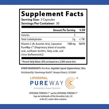 Dynamic Liposomal Vitamin C 1500mg - 90 Capsules - Advanced Formula - Phospholipids sourced from Non-GMO Sunflower, Supports Healthy Immune System, Collagen Synthesis, and Brain Health*