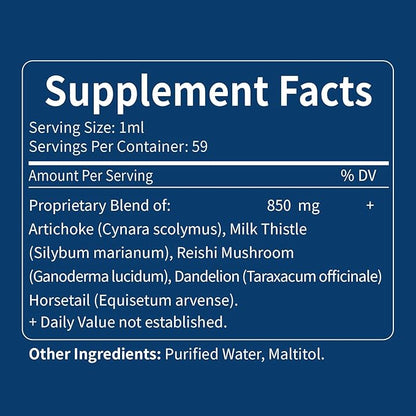 Artichoke Extract Drops for Liver Detox Cleanse & Repair, Milk Thistle 5-in-1 Optimized Herbal Formula, Liver Health Support Supplment w/Dandelion Horsetail & More, High Absorbtion. 2oz