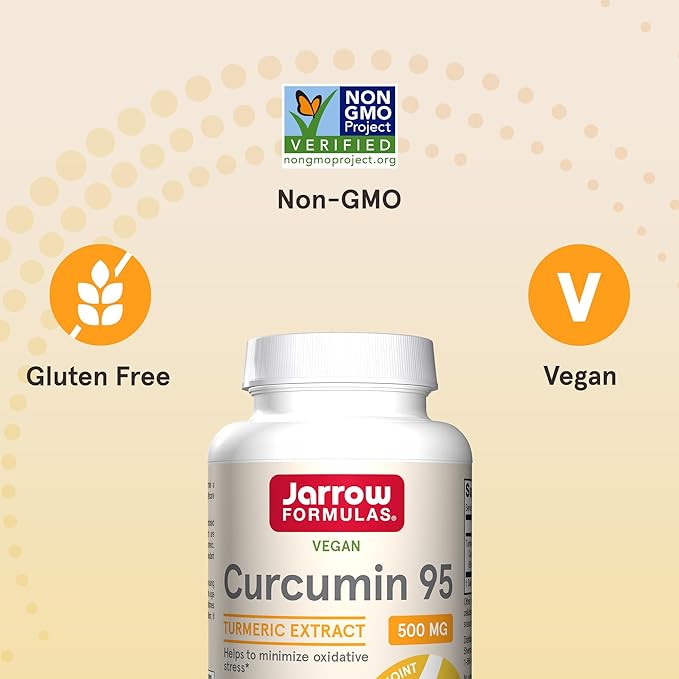 Jarrow Formulas Curcumin 95 500 mg,Turmeric Curcumin Extract for Antioxidant Support, Bone and Joint Support Dietary Supplement,120 Veggie Capsules,Up to 120 Servings, Pack of 12