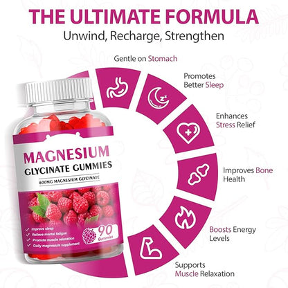 Magnesium Glycinate Gummies 600mg for Adults Gummy Chewable Kids Sleep Sugar Free Green People Bisglycinate Organic Chews Magnesio Calm Trace Glycine Women Supplement Complex Calcium Zinc