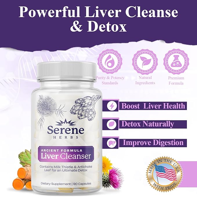 Liver Cleanse Detox & Repair Formula – Pure Health Liver Support with Milk Thistle, Artichoke & Dandelion Root for Fatty Liver & Liver Health Herbal Detox Supplement Capsules (60 Count)