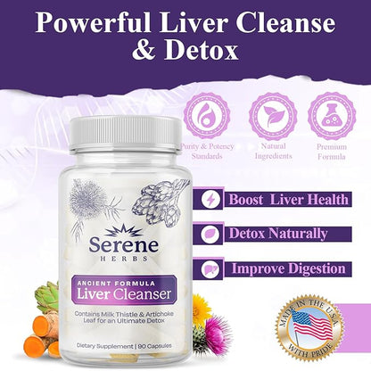 Liver Cleanse Detox & Repair Formula – Pure Health Liver Support with Milk Thistle, Artichoke & Dandelion Root for Fatty Liver & Liver Health Herbal Detox Supplement Capsules (60 Count)