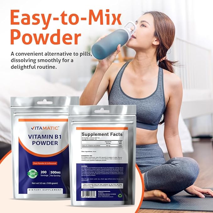 Vitamatic Vitamin B1 Pure Powder - 100 Grams (Thiamine Mononitrate)