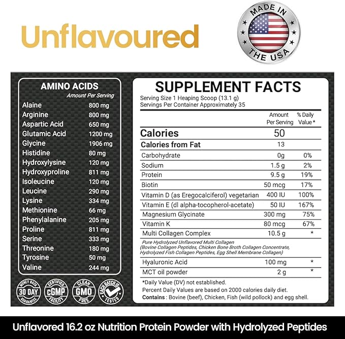 Keto Multi Collagen Peptides 16.2 oz, Pack of 2 - Bone Broth Protein Powder, 5 Types Hydrolyzed Collagen, MCT Oil, Unflavored Protein Powder for Joint, Skin, Hair & Gut Health
