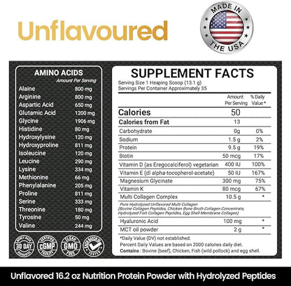 Keto Multi Collagen Peptides 16.2 oz, Pack of 2 - Bone Broth Protein Powder, 5 Types Hydrolyzed Collagen, MCT Oil, Unflavored Protein Powder for Joint, Skin, Hair & Gut Health