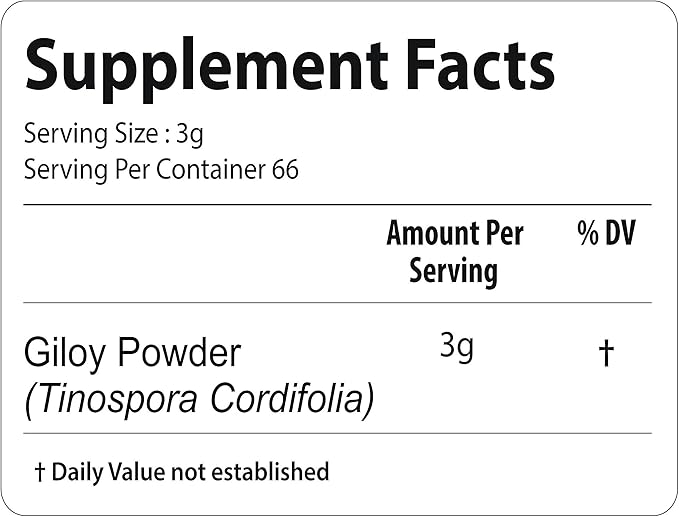 bixa BOTANICAL Guduchi Powder | Giloy | Tinospora Cordifolia | 200 Grams / 7 OZ | Ayurvedic Herbal Supplement for Immunity Support | Gluten Free, Non-GMO, Steam Treated, Vegan, 100% Pure.