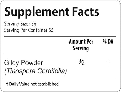 bixa BOTANICAL Guduchi Powder | Giloy | Tinospora Cordifolia | 200 Grams / 7 OZ | Ayurvedic Herbal Supplement for Immunity Support | Gluten Free, Non-GMO, Steam Treated, Vegan, 100% Pure.