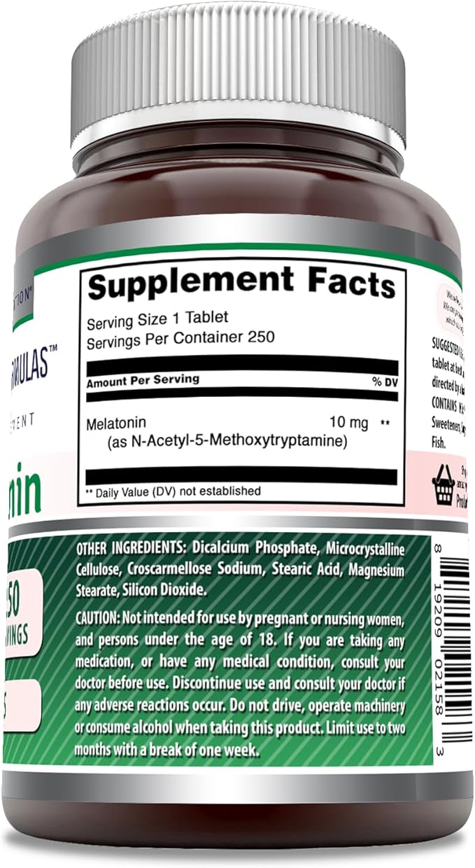 Amazing Formulas Melatonin Supplement | 10 Mg Per Serving | 250 Tablets | Non GMO | Gluten Free | Made in USA