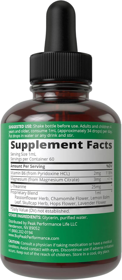 Kids Calm Liquid Drops. Aid for Relaxation, Calming, Optimal Sleep With Chamomile, Magnesium. No Bitter Taste. Kids Won't Know They're Taking It. Sugar Free 9-in-1 Vegan Supplement. Non-Habit Forming