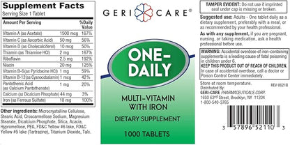 GeriCare One-Daily Multi-Vitamin with Iron Tablets, 1000 Count (Pack of 1)