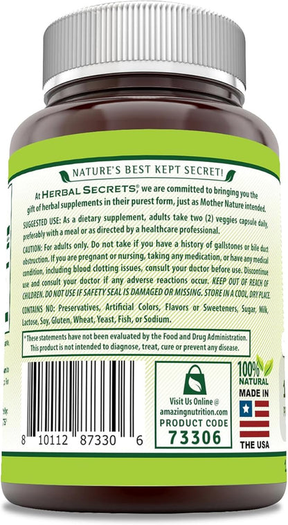 Herbal Secrets Turmeric Curcumin Supplement | 1000 Mg Per Serving | 120 Veggie Capsules | Blend of Turmeric Powder & Turmeric Extract | Non-GMO | Gluten Free | Made in USA
