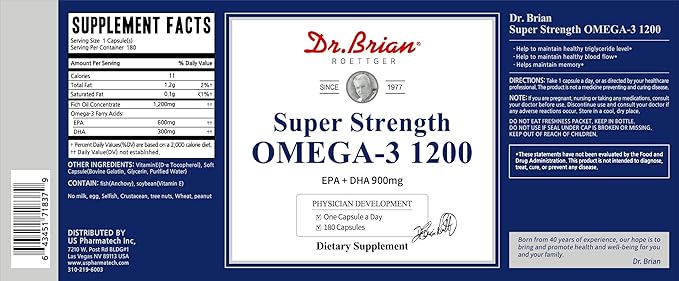 Dr.Brian Omega 3 Fish Oil - 1200 mg |180 Softgels Lemon Flavor rTG Omega3 | EPA & DHA | High Absorption Omega 3 Fatty Acid Supplements for Healthy Heart & Brain -180 Day Supply