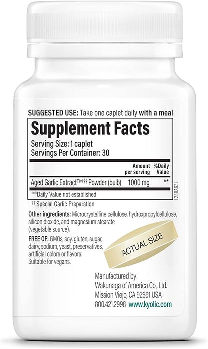 Kyolic Aged Garlic Extract Formula 250, Cardiovascular Health, One Per Day, 30 Vegan Capsules (Packaging May Vary)