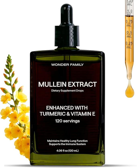 Mullein Drops - Mullein Leaf Extract for Lungs Cleanse & Detox - 3-in-1 Lung Support Supplement