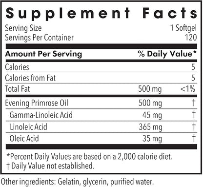 Allergy Research Group EPO - Evening Primrose Oil for Men & Women, for Dry Eyes, Omega-6, GLA Gamma-Linolenic Acid, 500mg Supplement - 120 Count