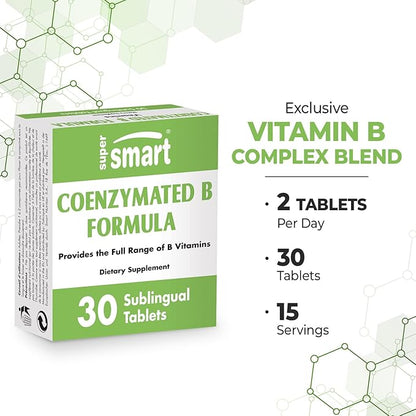 Supersmart - Coenzymated B Formula - Contains All The B Group Vitamins - Five Times More Active | Non-GMO & Gluten Free - 30 Tablets