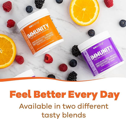 GOBIOTIX Vitamin C - Immune Defense Support Supplement - Immunity Powder Wellness Booster - Vegan Superfood - Elderberry, Turmeric, B12 Vitamin Supplement, Non-GMO and Sugar Free (Orange)