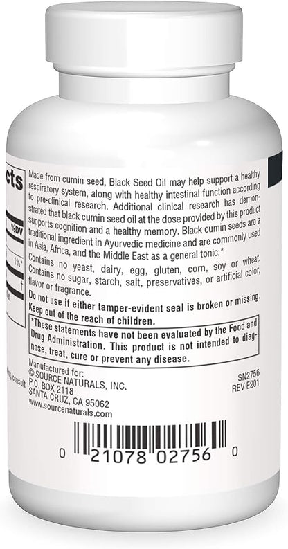 Source Naturals Black Seed Oil for Respritory Support* - 60 Softgels