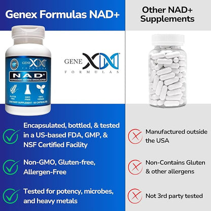 Genex Formulas NAD+ 250mg Serving 60 Capsules Nicotinamide Adenine Dinucleotide (Actual NAD+ Not a Precursor) (3)