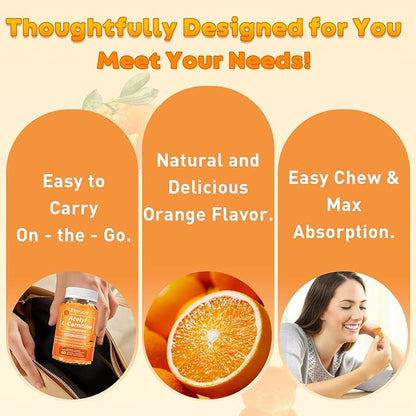 2 Pack Acetyl L-Carnitine Gummies for Energy & Brain Function Support – Vegan, Non-GMO, Orange Flavor, 120 Count (60-Day Supply)