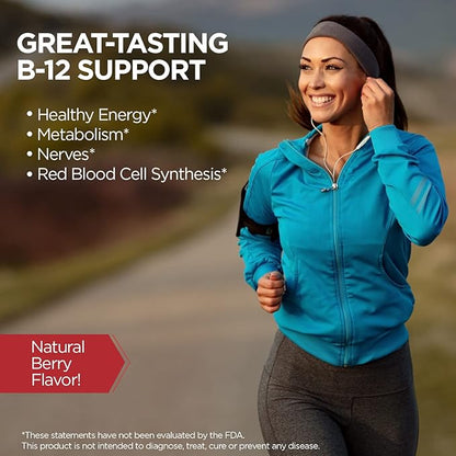 KAL Vitamin B-12 Methylcobalamin Lozenges 1000mcg, Healthy Energy, Metabolism, Nerve & Red Blood Cell Support,* Optimal Absorption, Natural Berry Flavor, Vegan, Sugar Free, 60 Servings, 60 Lozenges