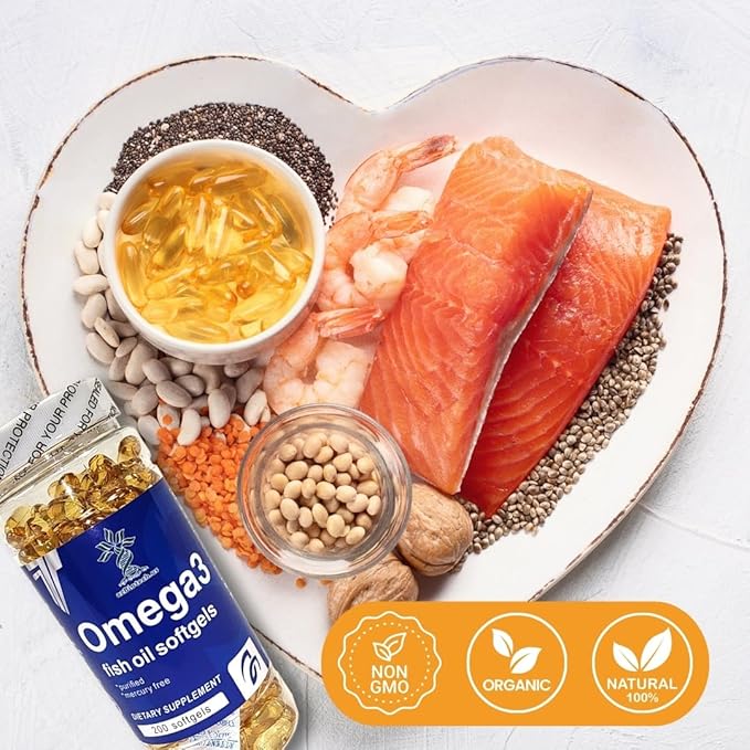 Fish Oil 1000 mg Softgels, 300 mg Omega 3 Supplements, 200 Softgels, 100 Days Supply