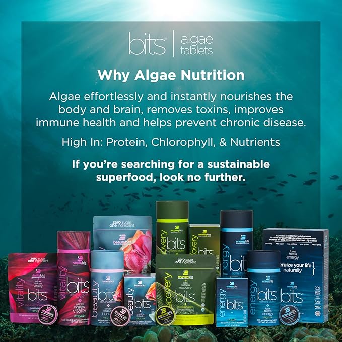 RECOVERYbits - Organic Chlorella Tablets - Plant-Based Algae Superfood - Chlorophyll - Cracked Cell Wall - Energy - Immune System - Detox - Keto - Vegan - Non-GMO - Small Canister - 360 Tablets