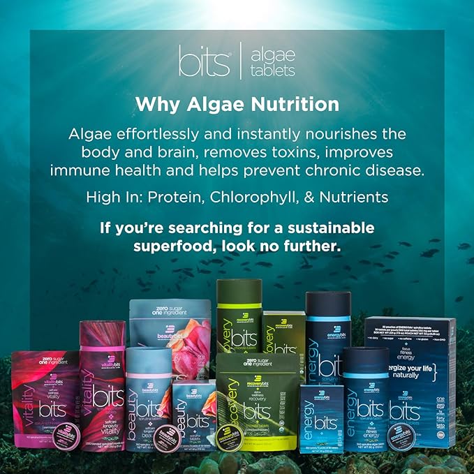 RECOVERYbits - Organic Chlorella Tablets - Plant-Based Algae Superfood - Chlorophyll - Cracked Cell Wall - Energy - Immune System - Detox - Keto - Vegan - Non-GMO - Large Bag - 1000 Tablets