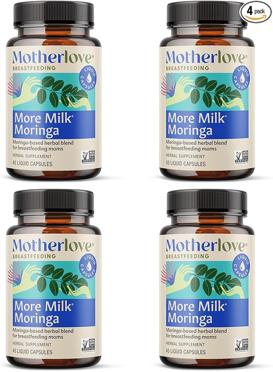 Motherlove More Milk Moringa (180 Liquid caps) Moringa-Based Lactation Supplement to Support Breast Milk Supply—Non-GMO, Organic Herbs, Vegan, Kosher