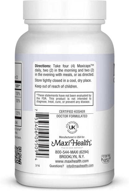 Maxi Health Calcium 1000 mg Supplement with Vitamin D3 (1000 IU) and Magnesium (500 mg) - Bone, Teeth and Joint Support for Men and Women - 90 Capsules
