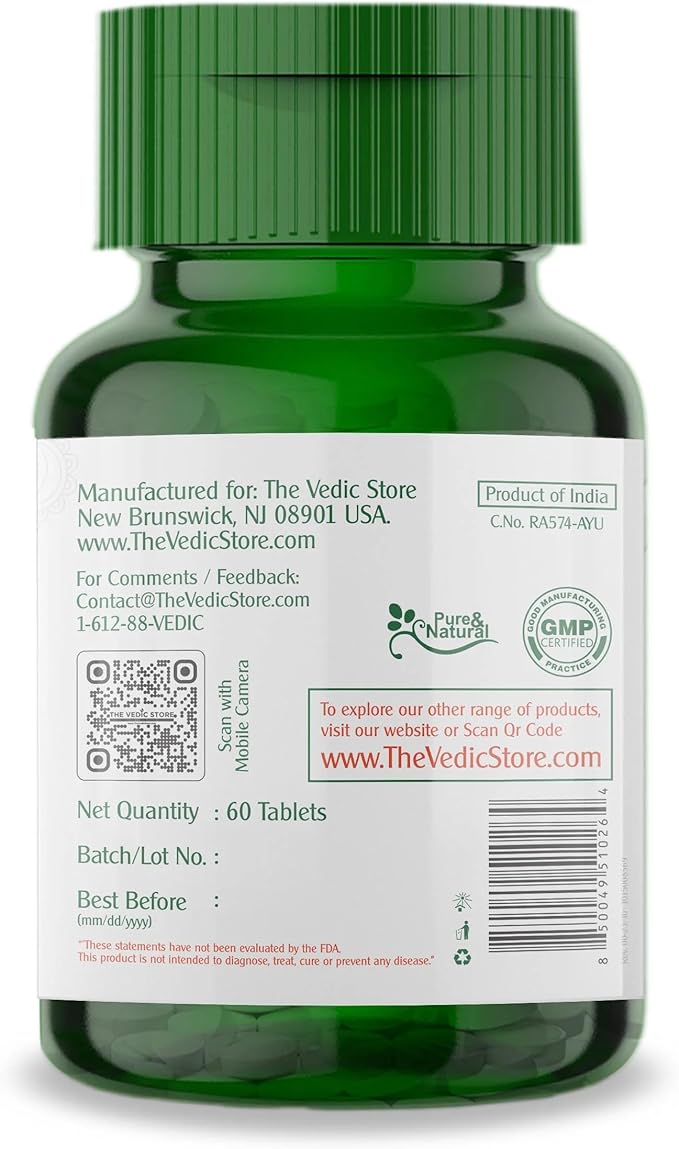 Vedic Tulsi Tablets Supplements - Basil Leaf Extract - 250 MG - 60 Count