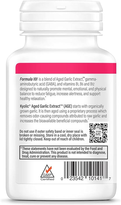 Kyolic Aged Garlic Extract Formula 101, Stress and Fatigue Relief, 100 Capsules (Packaging May Vary)