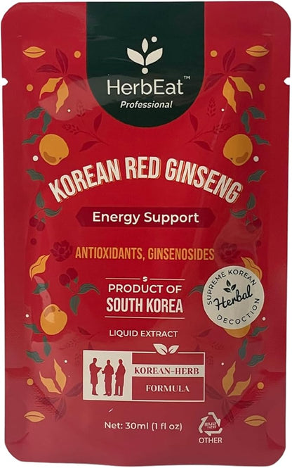 Korean Red Ginseng Prime Extract with 11mg Ginsenosides - Boost Energy, Memory & Immunity, 6-Year-Old Ginseng Drink for Circulation & Skin -30 Pouches (30mL *30)