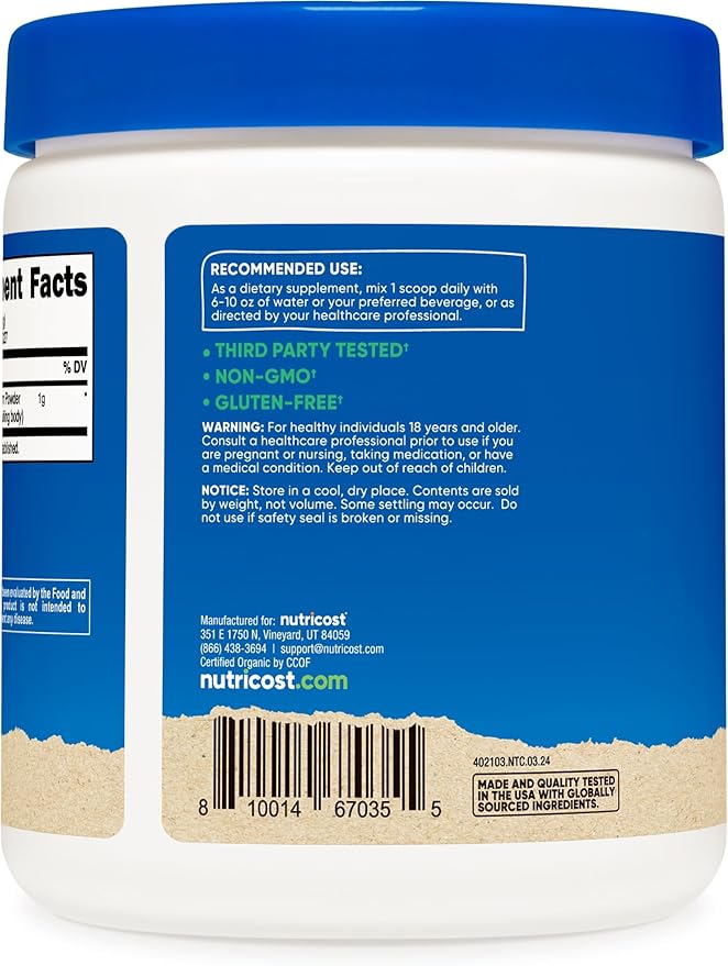 Nutricost 100% Organic Chaga Mushroom Powder 8oz (227 Servings) - Certified USDA Organic, Gluten Free & Non-GMO