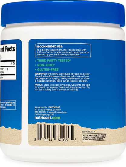 Nutricost 100% Organic Chaga Mushroom Powder 8oz (227 Servings) - Certified USDA Organic, Gluten Free & Non-GMO