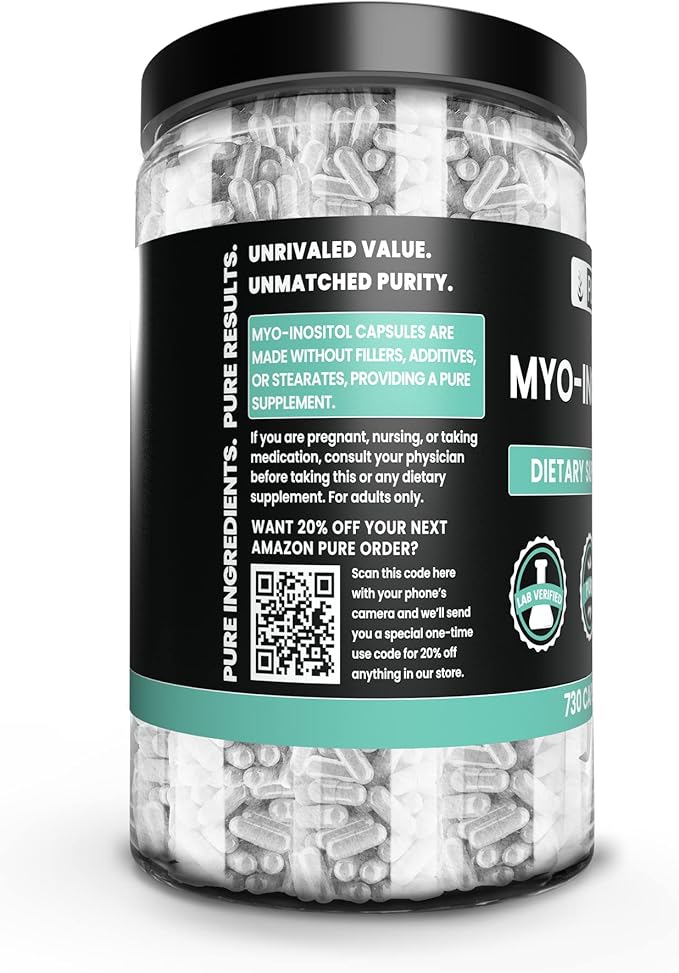 Pure Original Ingredients Myo-Inositol (730 Capsules) No Magnesium Or Rice Fillers, Always Pure, Lab Verified