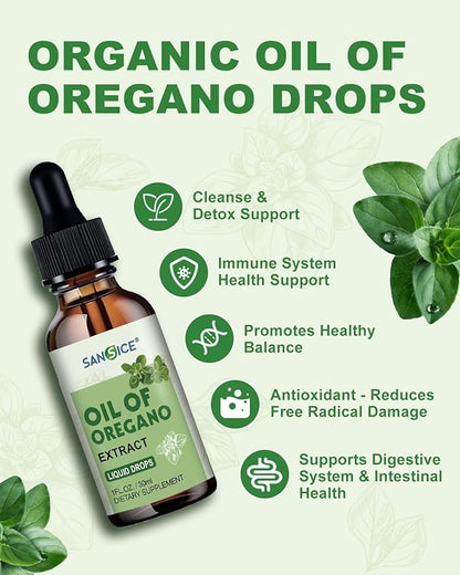 Oil of Oregano Drops, Organic Oregano Oil with Carvacrol, 60% Carvacrol Liquid Supplement for Support Immune Function, Digestive Health & Antioxidant Benefits(1 FL OZ)