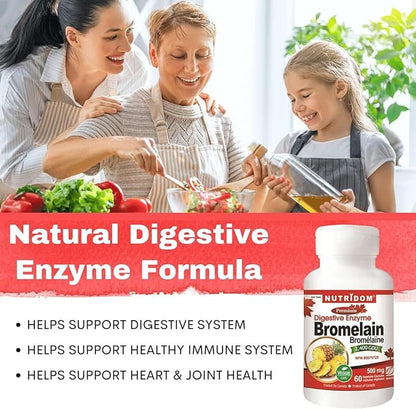 Bromelain Digestive Enzyme Pineapple Supplements, 2400 GDU, 500mg, Non-GMO, Vegan, Free of Gluten, Soy & Dairy (60 Count)