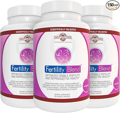Daily Wellness Fertility Blend for Women - Fertility Supplements for Women, Conception Fertility Prenatal Vitamins, Trying to Conceive Progesterone Supplements, Cycle Support Conception Pills - 3 Pack