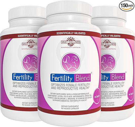 Daily Wellness Fertility Blend for Women - Fertility Supplements for Women, Conception Fertility Prenatal Vitamins, Trying to Conceive Progesterone Supplements, Cycle Support Conception Pills - 3 Pack