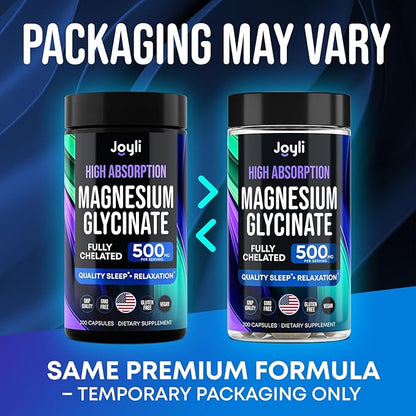 Magnesium Glycinate 500MG - Magnesium for Sleep - High Absorption Chelated Magnesium Supplement - Ashwagandha Root Extract + Manganese - Glicinato De Magnesio 400mg + 100mg 200 Vegan Capsules