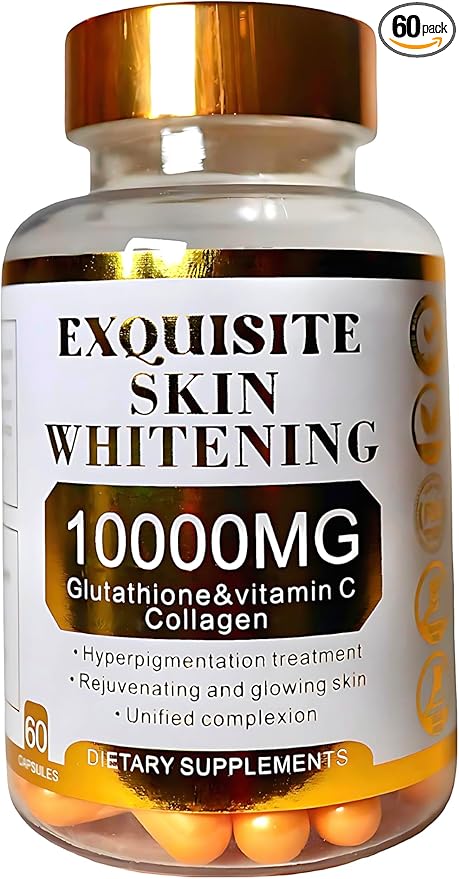 Skin Whitening - 10000mg Glutathione - Vitamin C & Collagen blend capsules - Fights Hyperpigmentation - Fair and Radiant Skin - Dark Spot Removal - Rejuvenation - Even Skin Tone - Anti-Aging