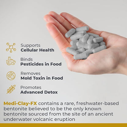Premier Research Labs Medi-Clay-FX: Bentonite Clay Capsules for Detoxification | Food Grade Smectite Supplement | Absorb Toxins, Supports Cellular Health and Mold Detox - 90 Capsules