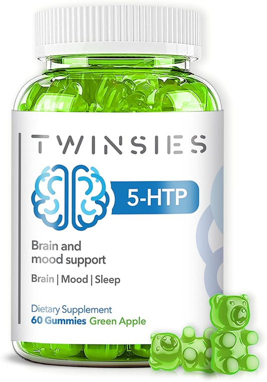 5-HTP Supplement 200mg Calm Gummies for Sleep Mood & Brain Health Support – L-Tryptophan 60 Green Apple Sleep Gummies for Adults – Gluten-Free & Non-GMO